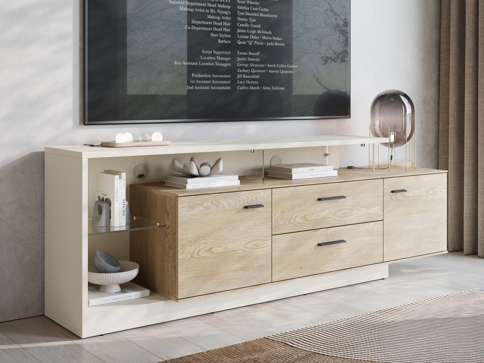 TV-meubel Avicoro 106 (Kasjmier + Sonoma eik)