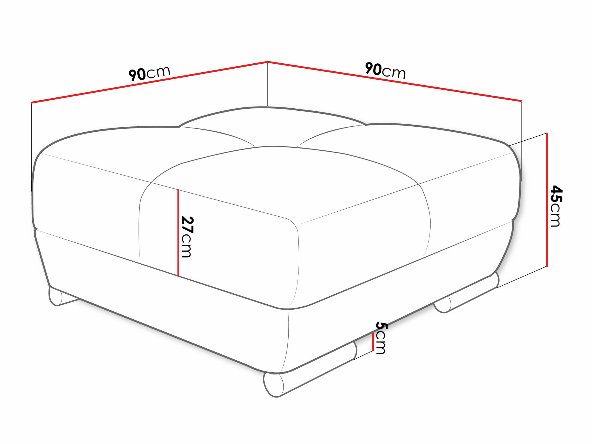 Gestoffeerde hocker Camden 104 (Velo 623)