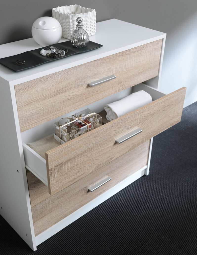 Ladekast Novsore 101 (Wit + Sonoma eik)