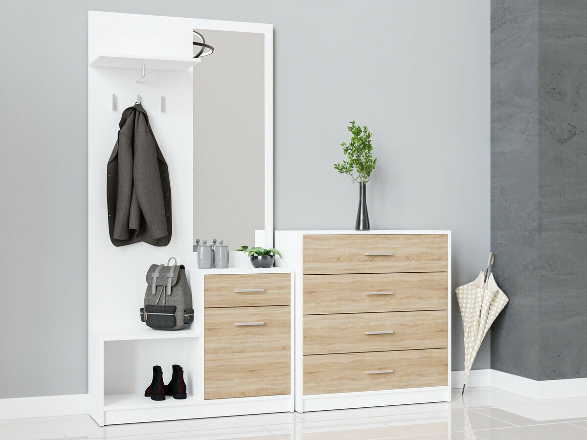 Ladekast Novsore 101 (Wit + Sonoma eik)