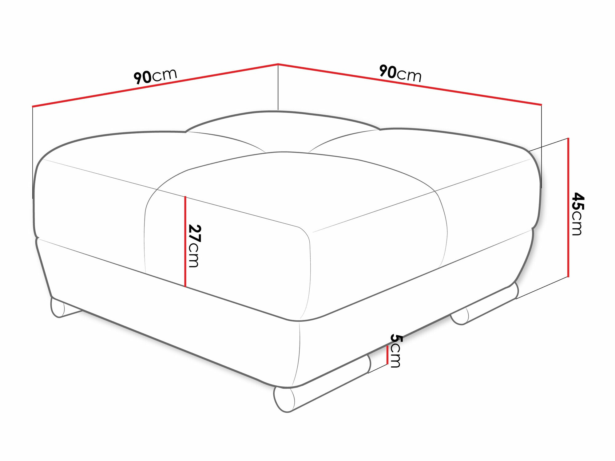 Gestoffeerde hocker Camden 104 (Velo 627)