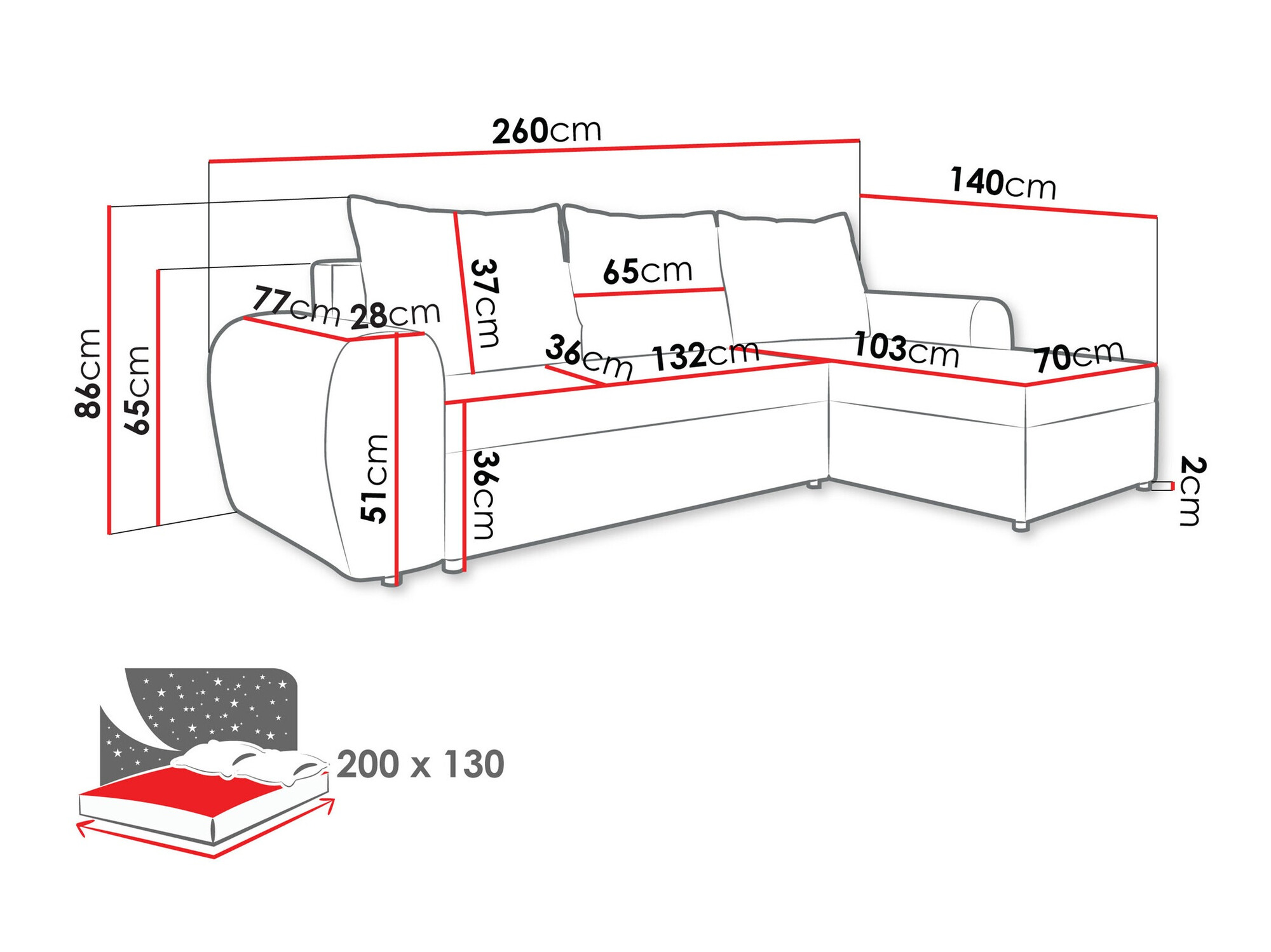 Hoekbank Memphis 148 (Lux 05 + Lux 23)
