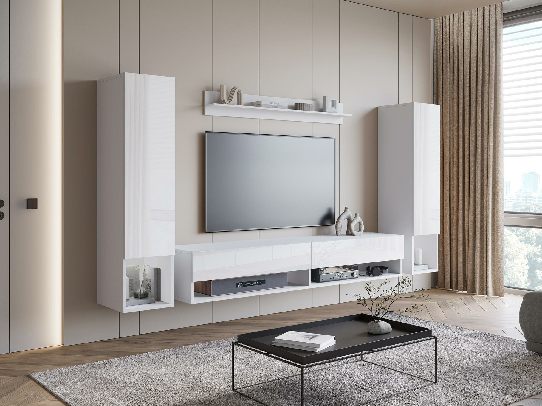 Woonkamerset Sarasota 176 (Wit + Glanzend wit)