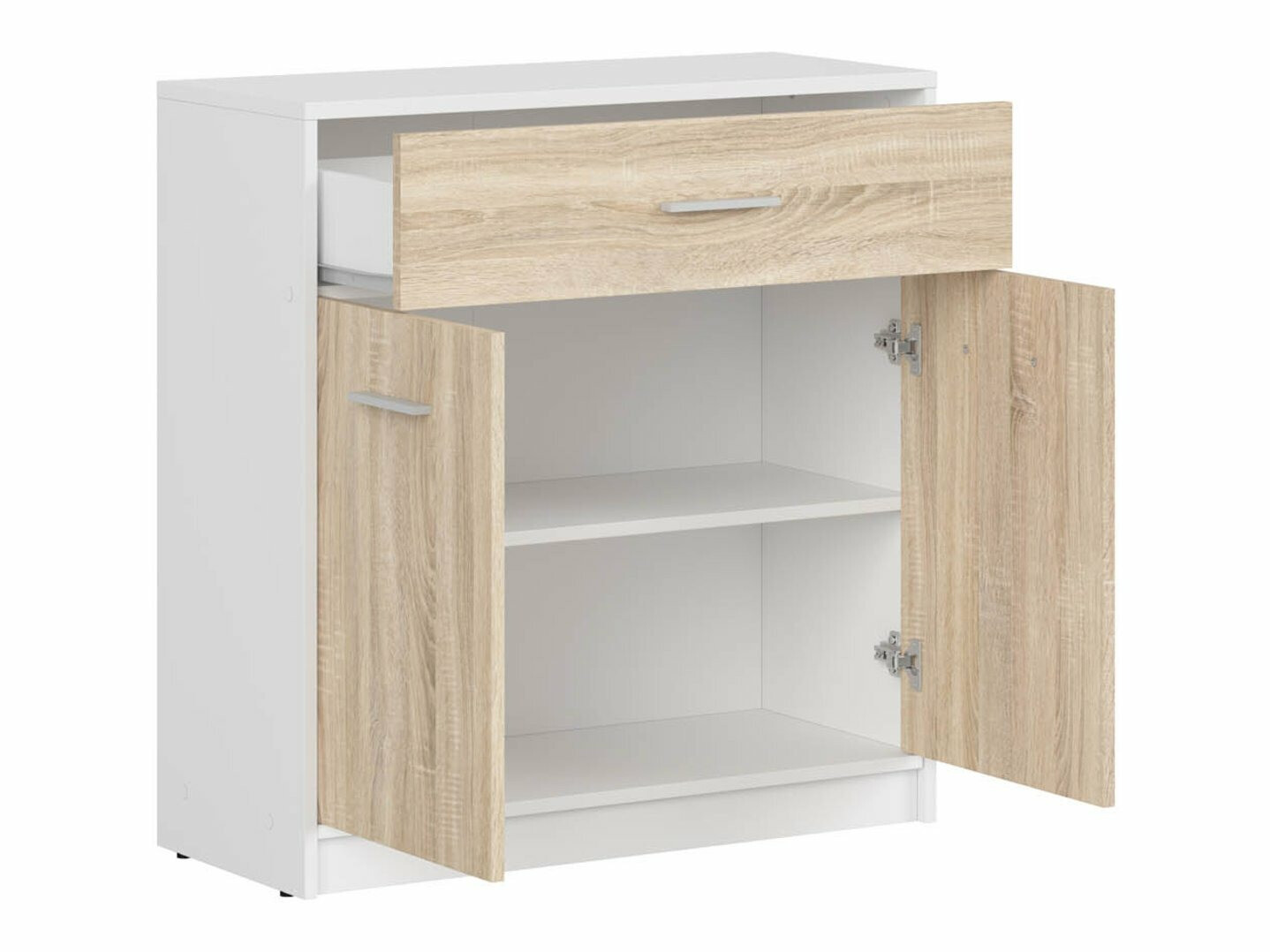 Ladekast Novsore 115 (Wit + Sonoma eik)