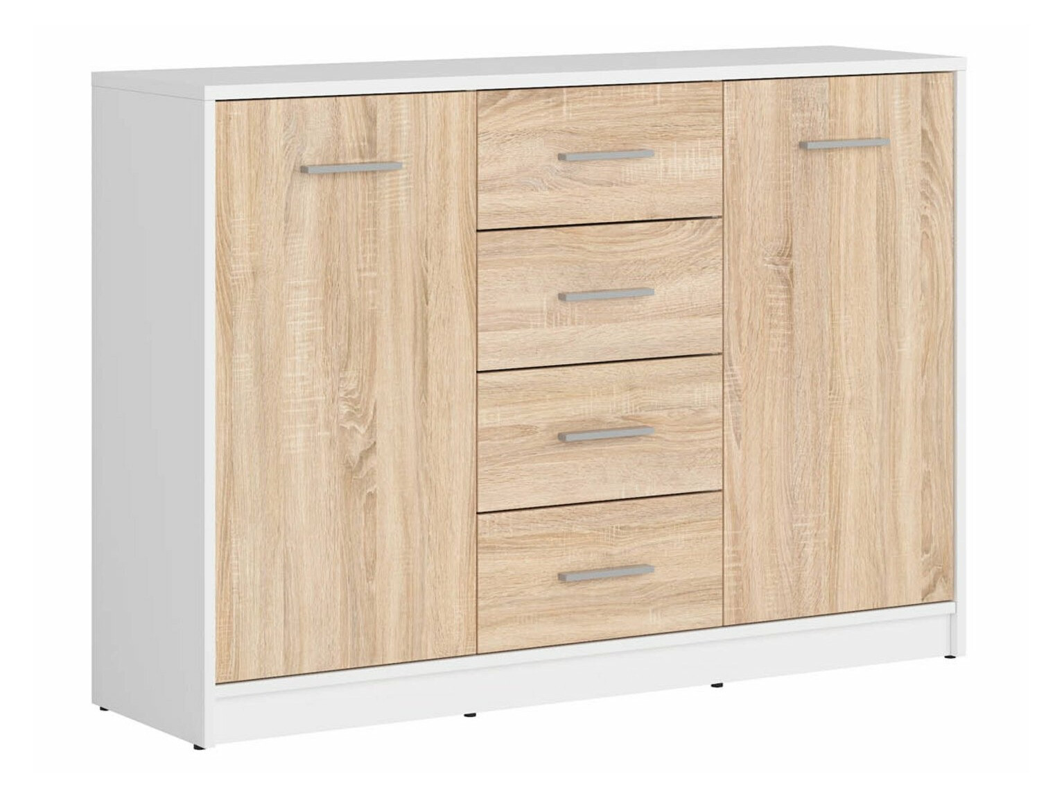 Ladekast Novsore 118 (Wit + Sonoma eik)