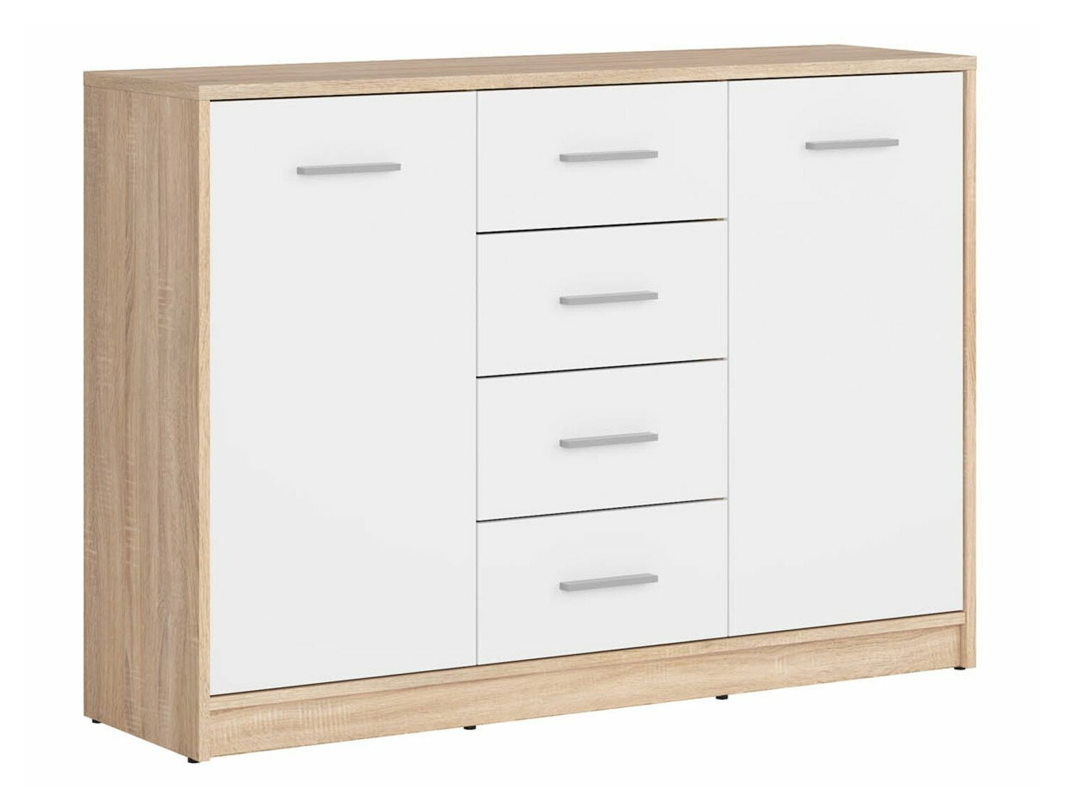 Ladekast Novsore 118 (Wit + Sonoma eik)