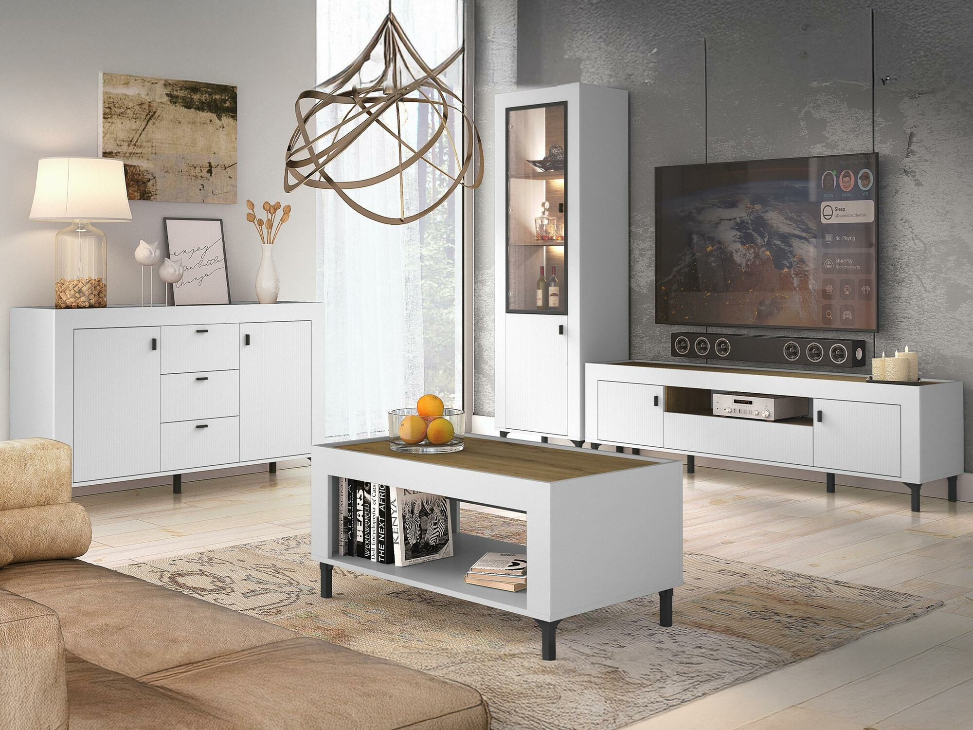 Woonkamerset Mormavu 114 (Mat wit)