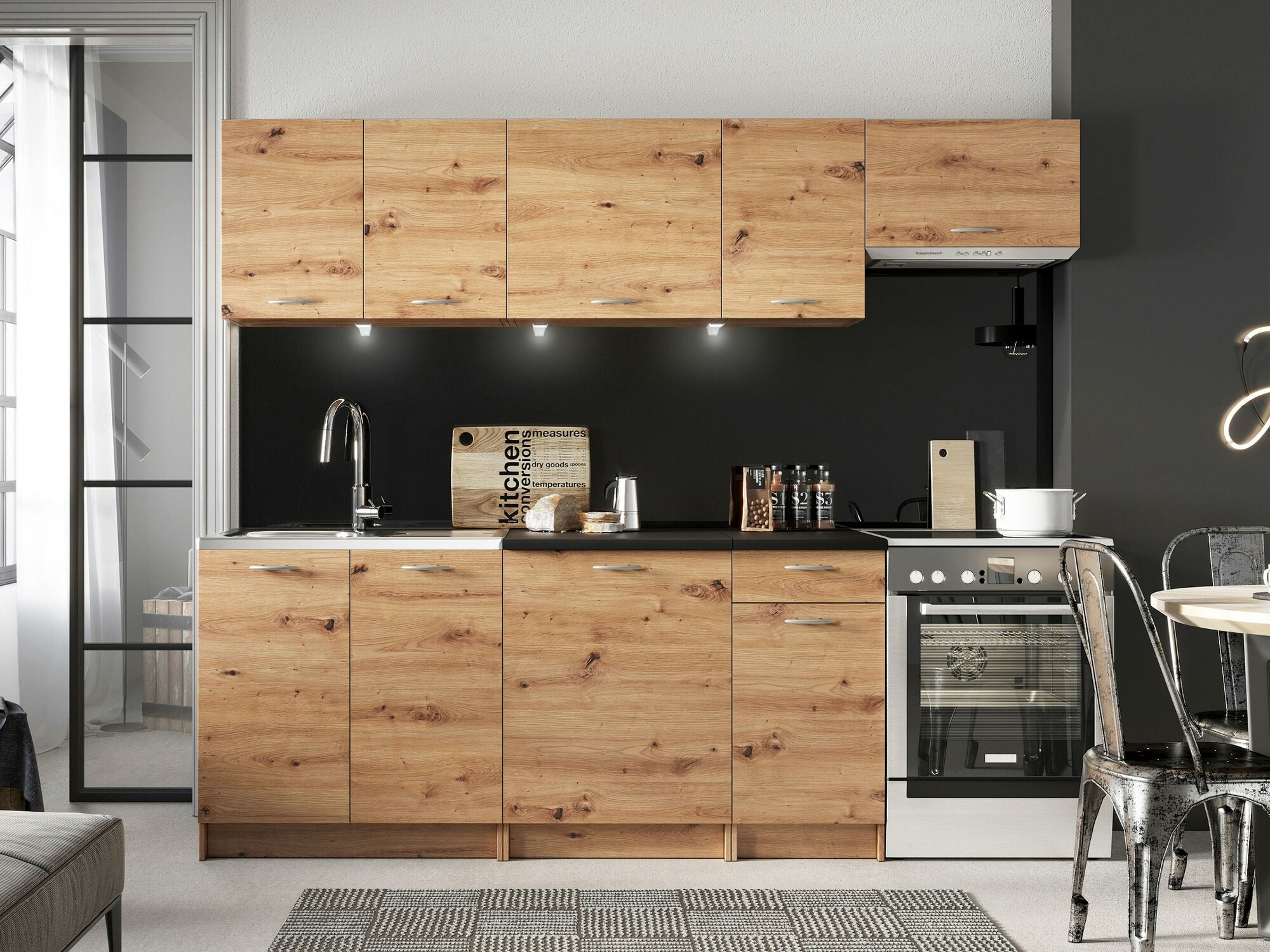 Keukenset Trenton 105 (Artisan eiken + Zwart)