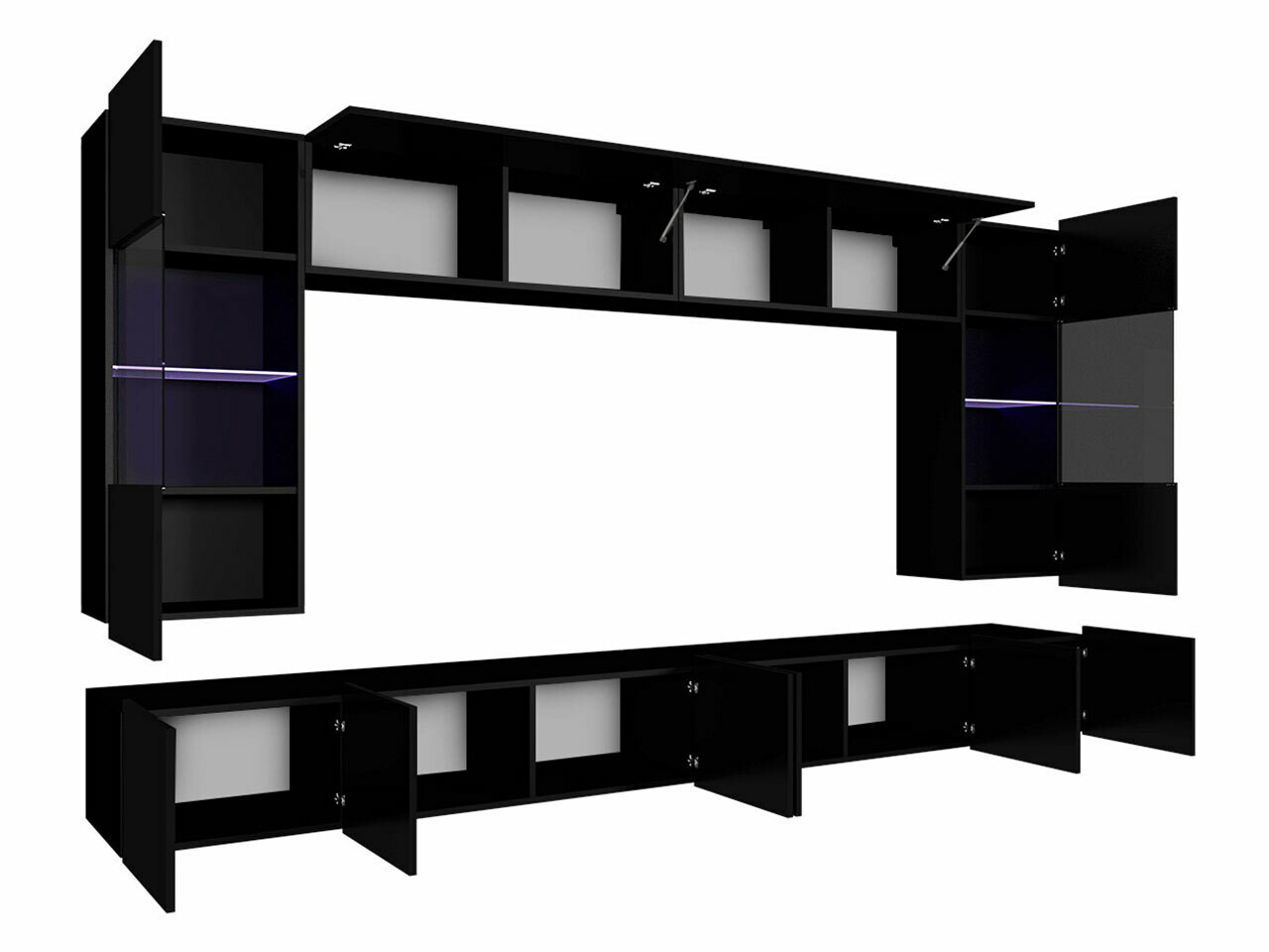 Woonkamerset Tivdalu 105 (Gouden eik + Wit + Glanzend wit)