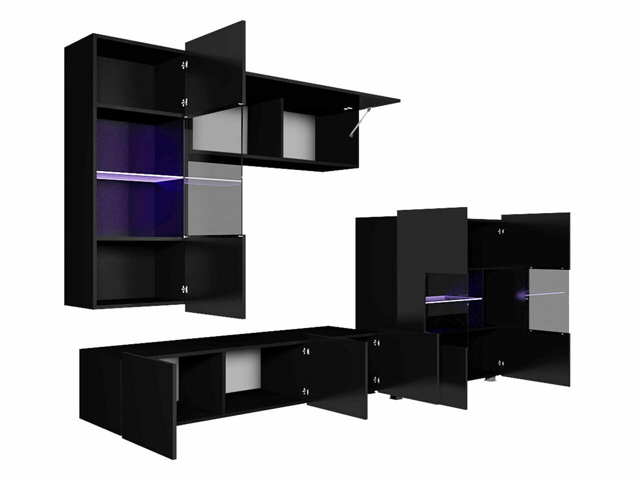 Woonkamerset Tivdalu 107 (Gouden eik + Wit + Glanzend wit)