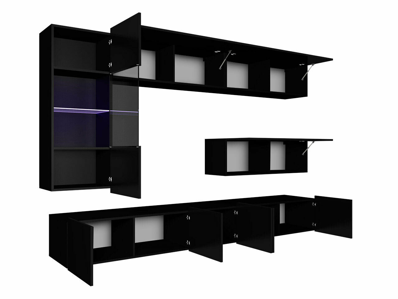 Woonkamerset Tivdalu 108 (Gouden eik + Wit + Glanzend wit)