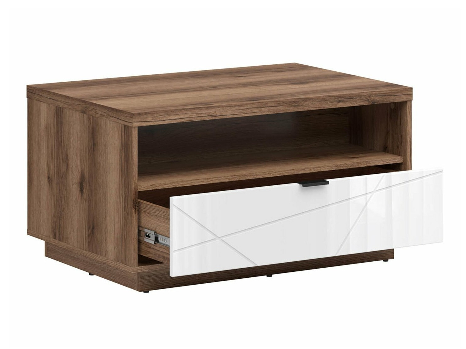 Salontafel Fivale 117 (Donker delano-eik + Glanzend wit)