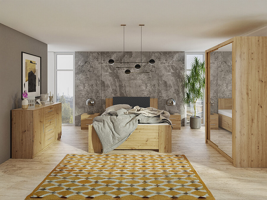 Slaapkamer set Catromi 112 (Artisan eiken + Soft Pik 011)