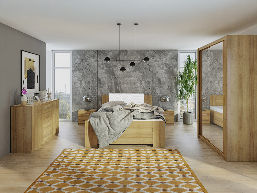 Slaapkamer set Catromi 112 (Artisan eiken + Soft Pik 017)