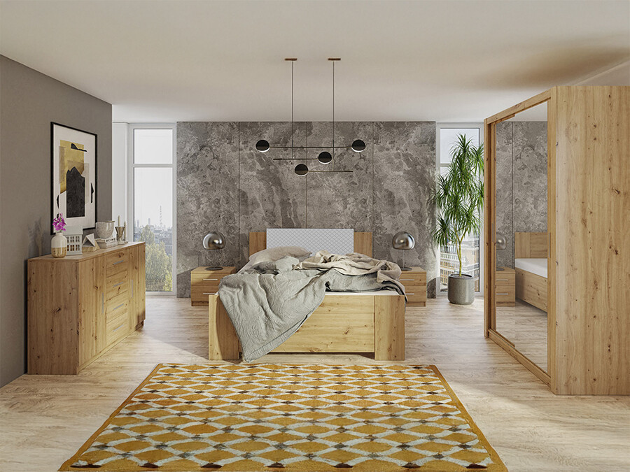 Slaapkamer set Catromi 112 (Artisan eiken + Soft Pik 029)