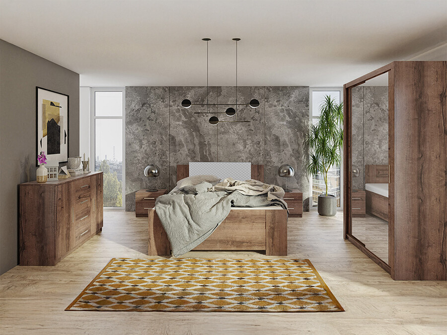 Slaapkamer set Catromi 112 (Klooster eik + Soft Pik 029)