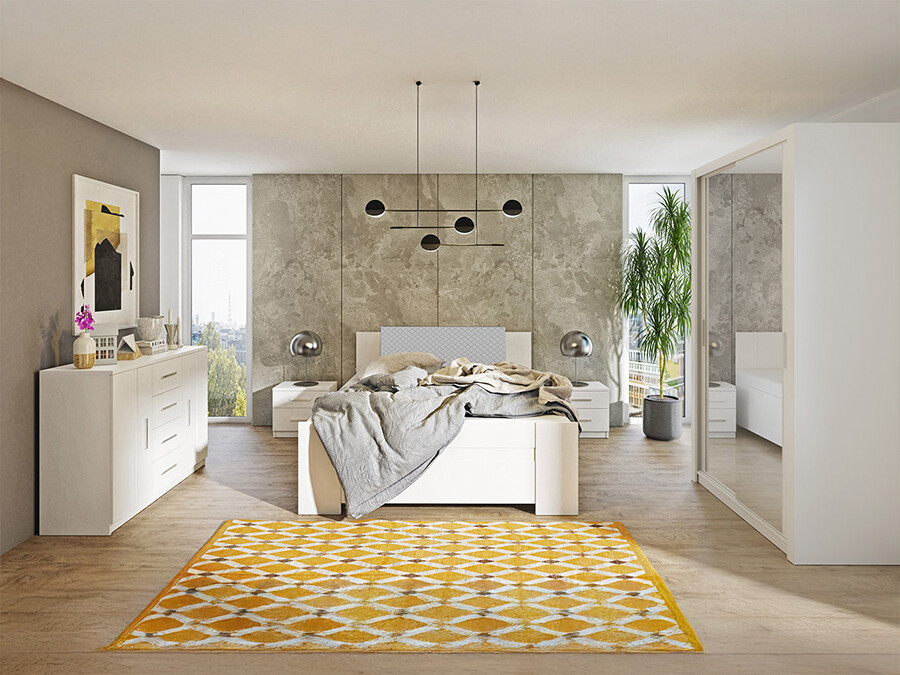 Slaapkamer set Catromi 112 (Wit + Soft Pik 029)