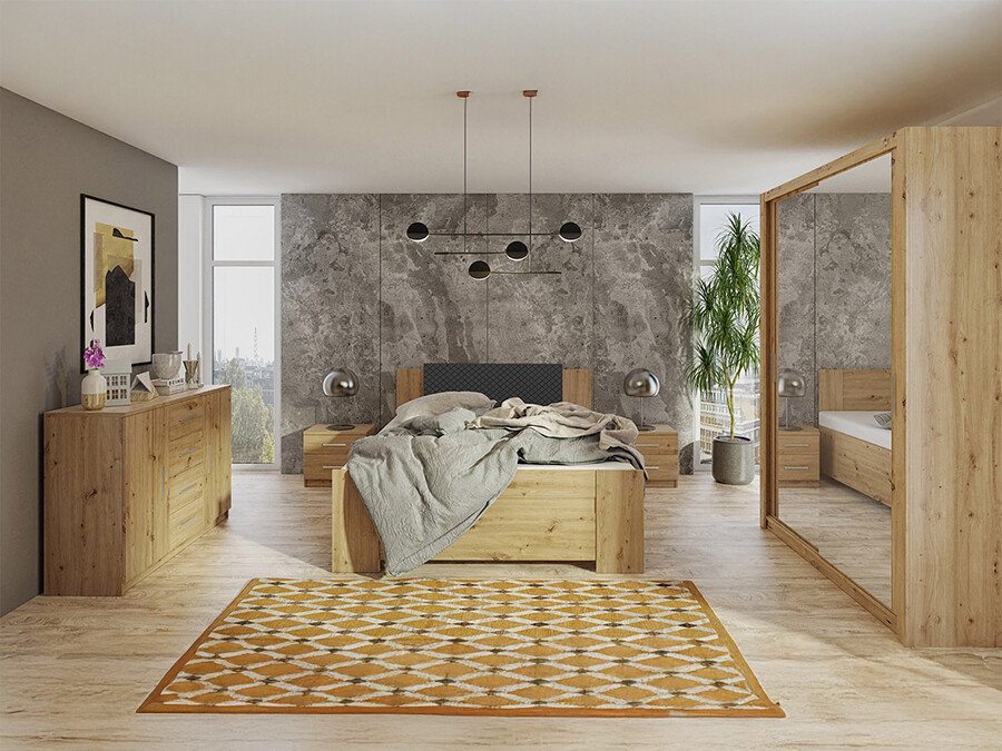 Slaapkamer set Catromi 113 (Artisan eiken + Soft Pik 011)