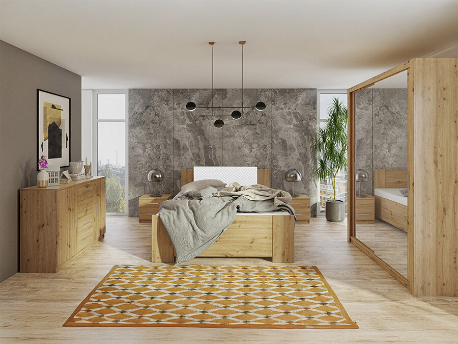 Slaapkamer set Catromi 113 (Artisan eiken + Soft Pik 017)