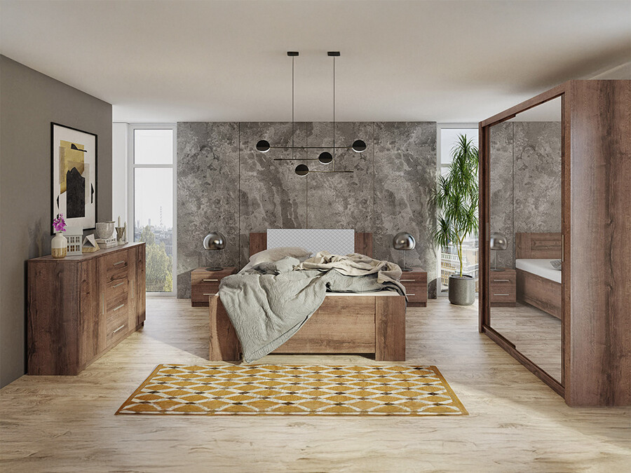 Slaapkamer set Catromi 113 (Klooster eik + Soft Pik 029)