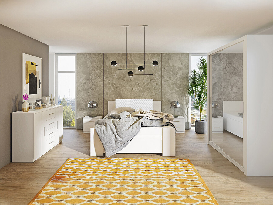 Slaapkamer set Catromi 113 (Wit + Soft Pik 017)