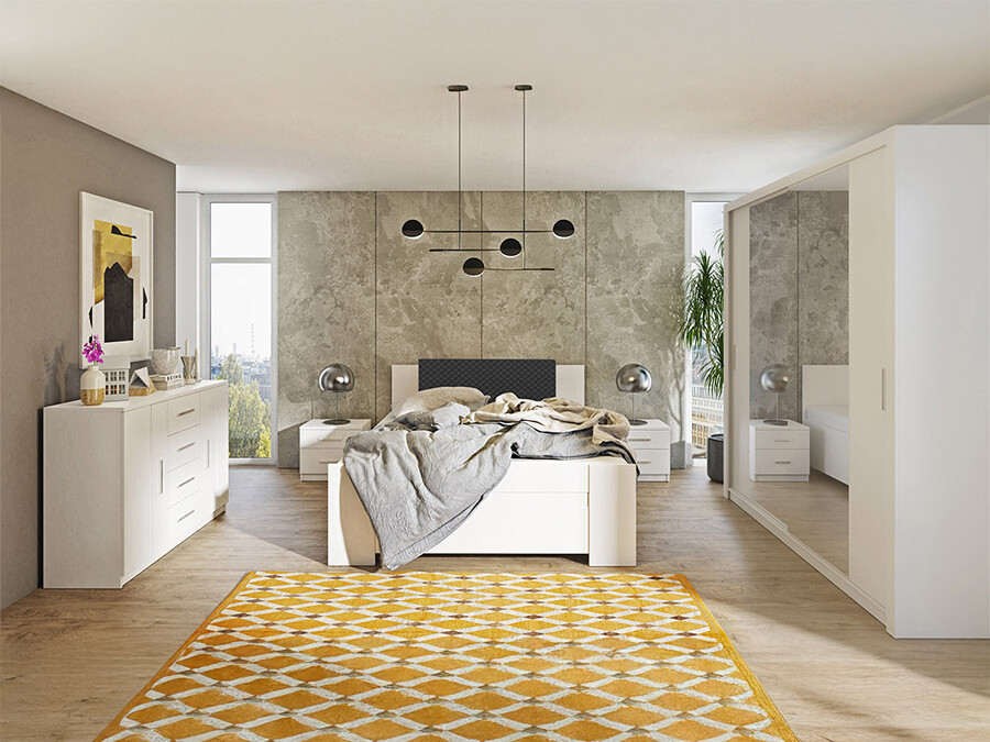 Slaapkamer set Catromi 114 (Wit + Soft Pik 011)