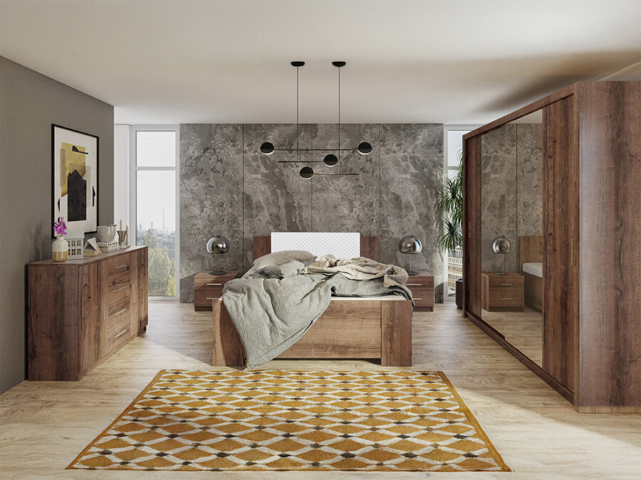 Slaapkamer set Catromi 115 (Klooster eik + Soft Pik 017)