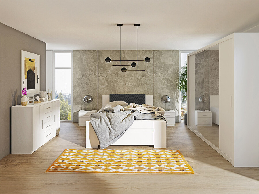 Slaapkamer set Catromi 115 (Wit + Soft Pik 011)