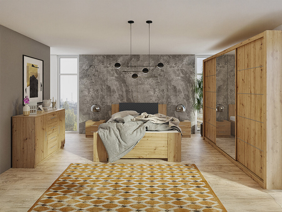 Slaapkamer set Catromi 116 (Artisan eiken + Soft Pik 011)