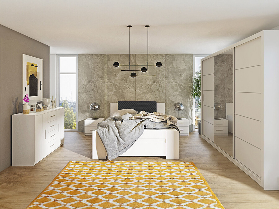 Slaapkamer set Catromi 116 (Wit + Soft Pik 011)