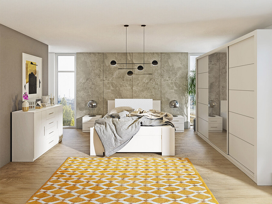 Slaapkamer set Catromi 116 (Wit + Soft Pik 017)