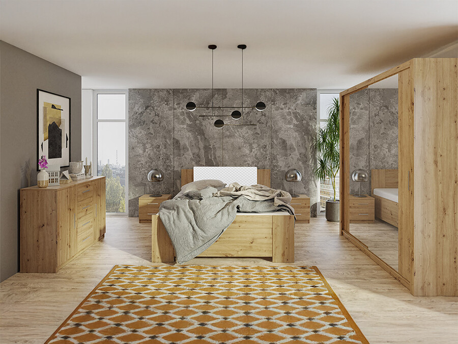 Slaapkamer set Catromi 121 (Artisan eiken + Soft Pik 017)