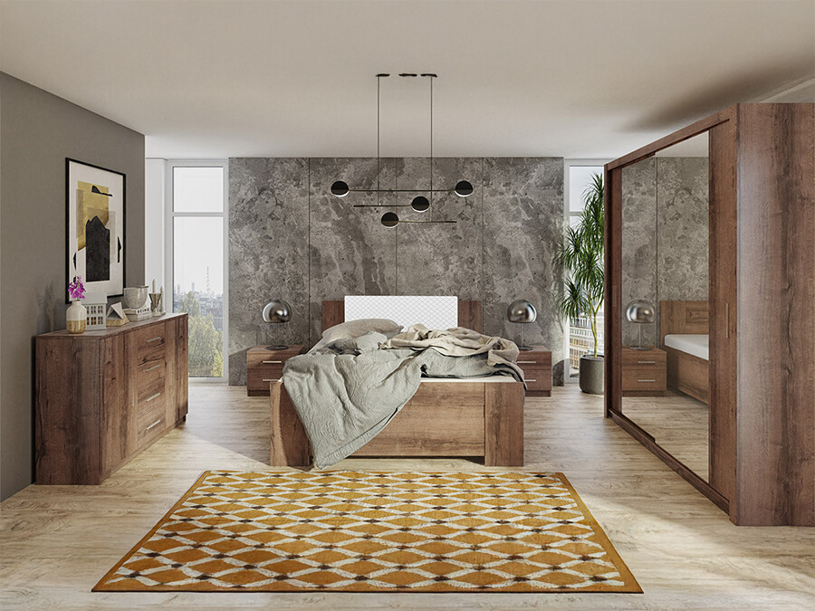 Slaapkamer set Catromi 121 (Klooster eik + Soft Pik 017)