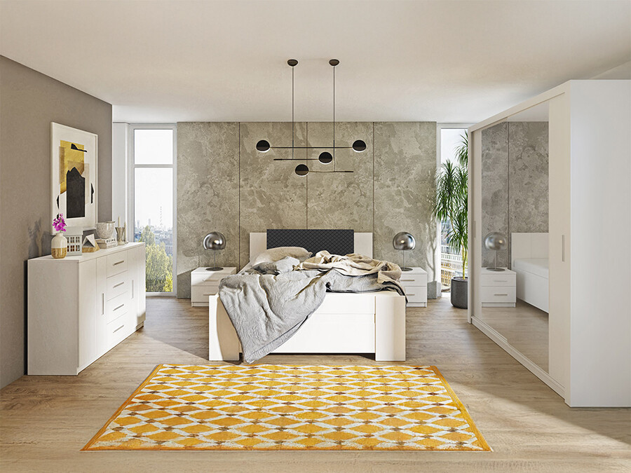 Slaapkamer set Catromi 121 (Wit + Soft Pik 011)