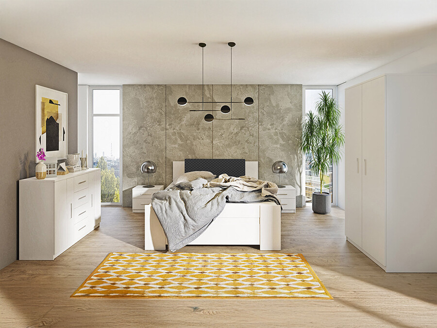 Slaapkamer set Catromi 122 (Wit + Soft Pik 011)