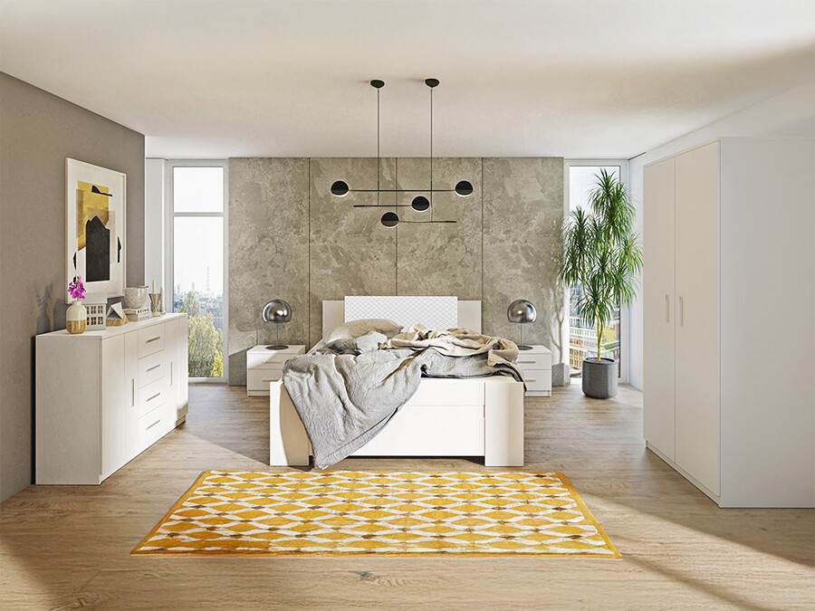 Slaapkamer set Catromi 122 (Wit + Soft Pik 017)