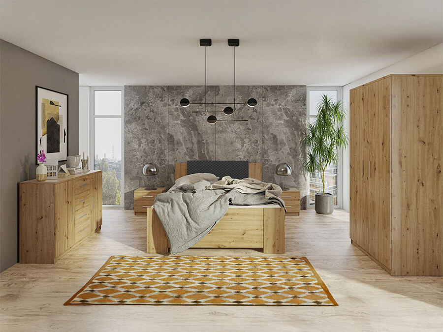 Slaapkamer set Catromi 123 (Artisan eiken + Soft Pik 011)