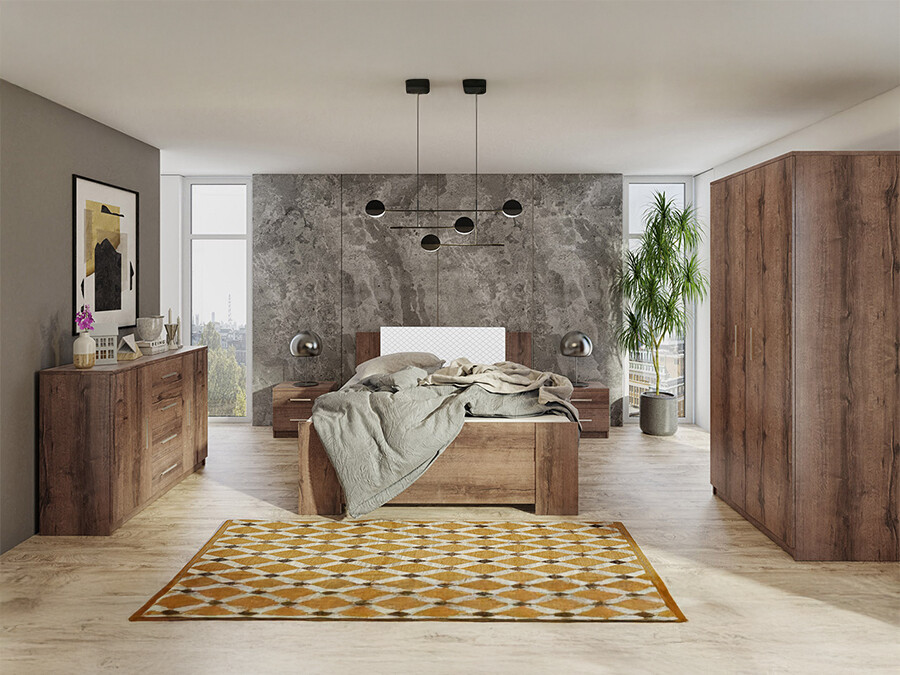 Slaapkamer set Catromi 123 (Klooster eik + Soft Pik 017)