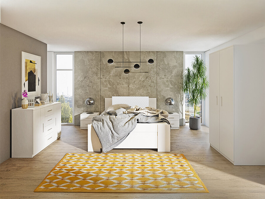 Slaapkamer set Catromi 123 (Wit + Soft Pik 017)