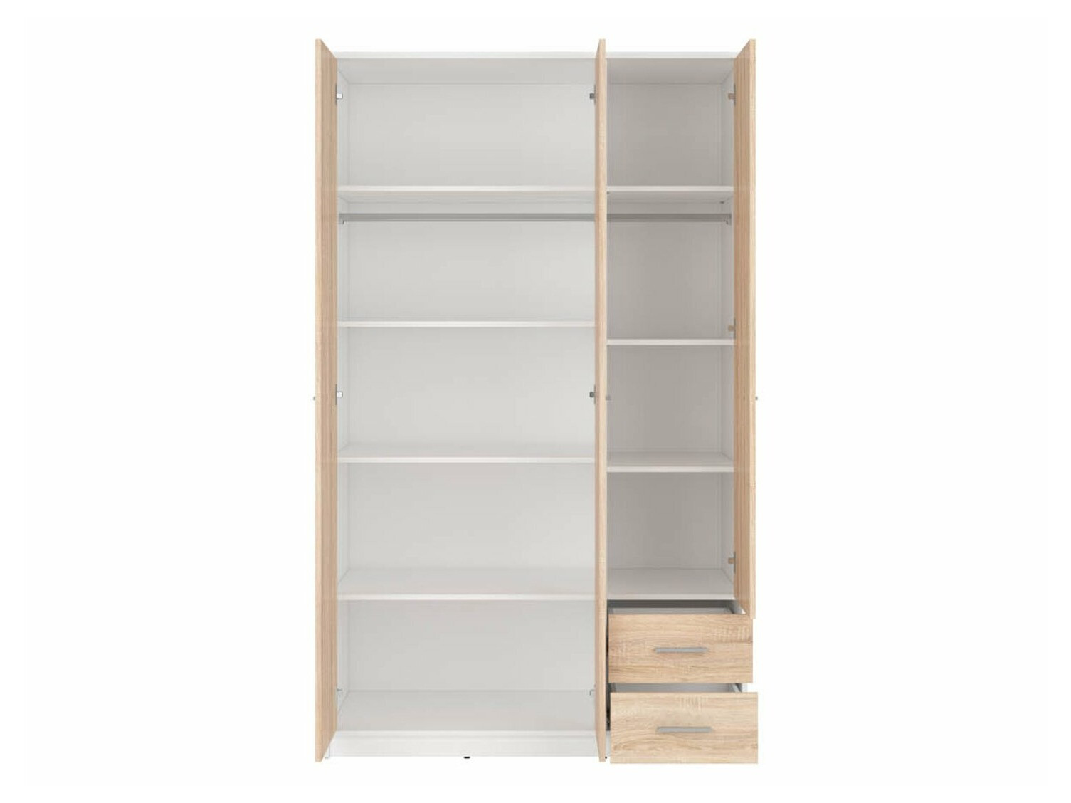Kledingkast Novsore 134 (Wit + Sonoma eik)