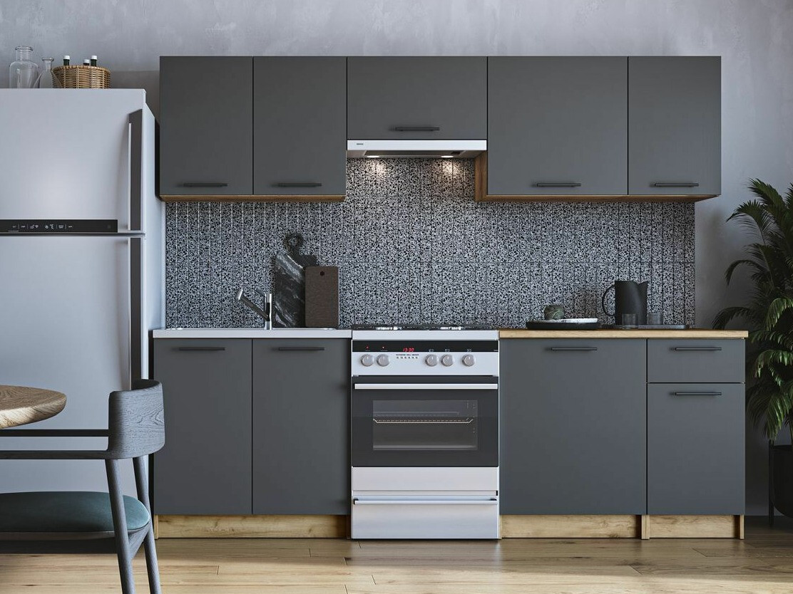 Keukenset Houston 856 (Antraciet + Craft eiken)