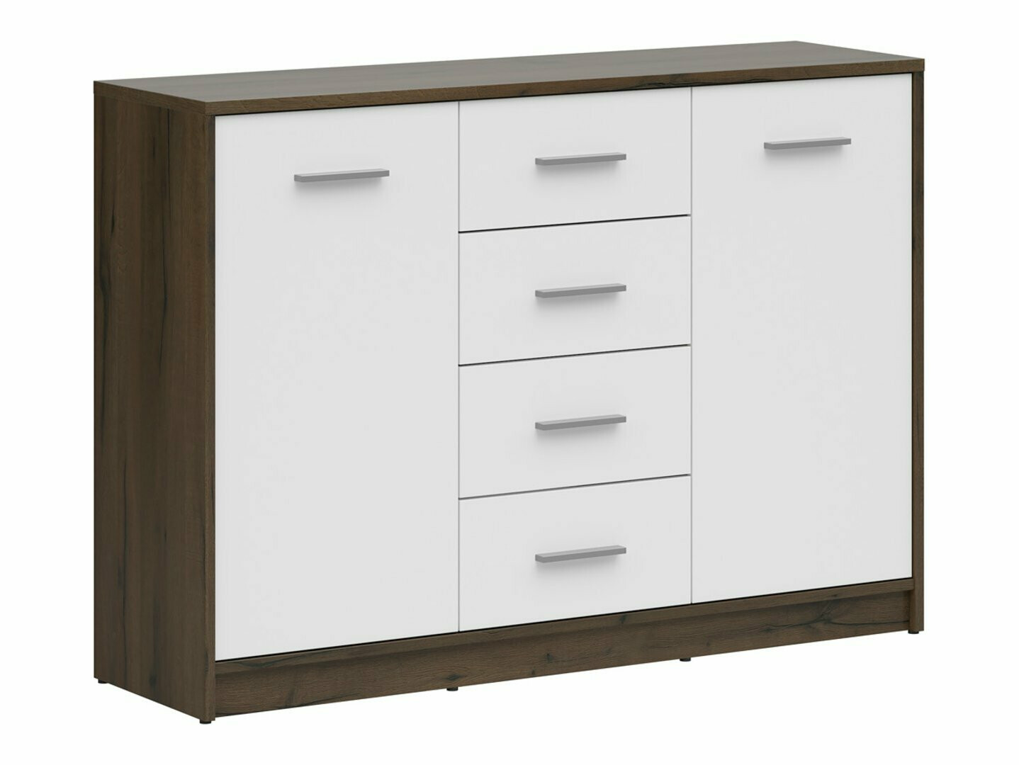 Ladekast Novsore 118 (Donkere eik + Wit)