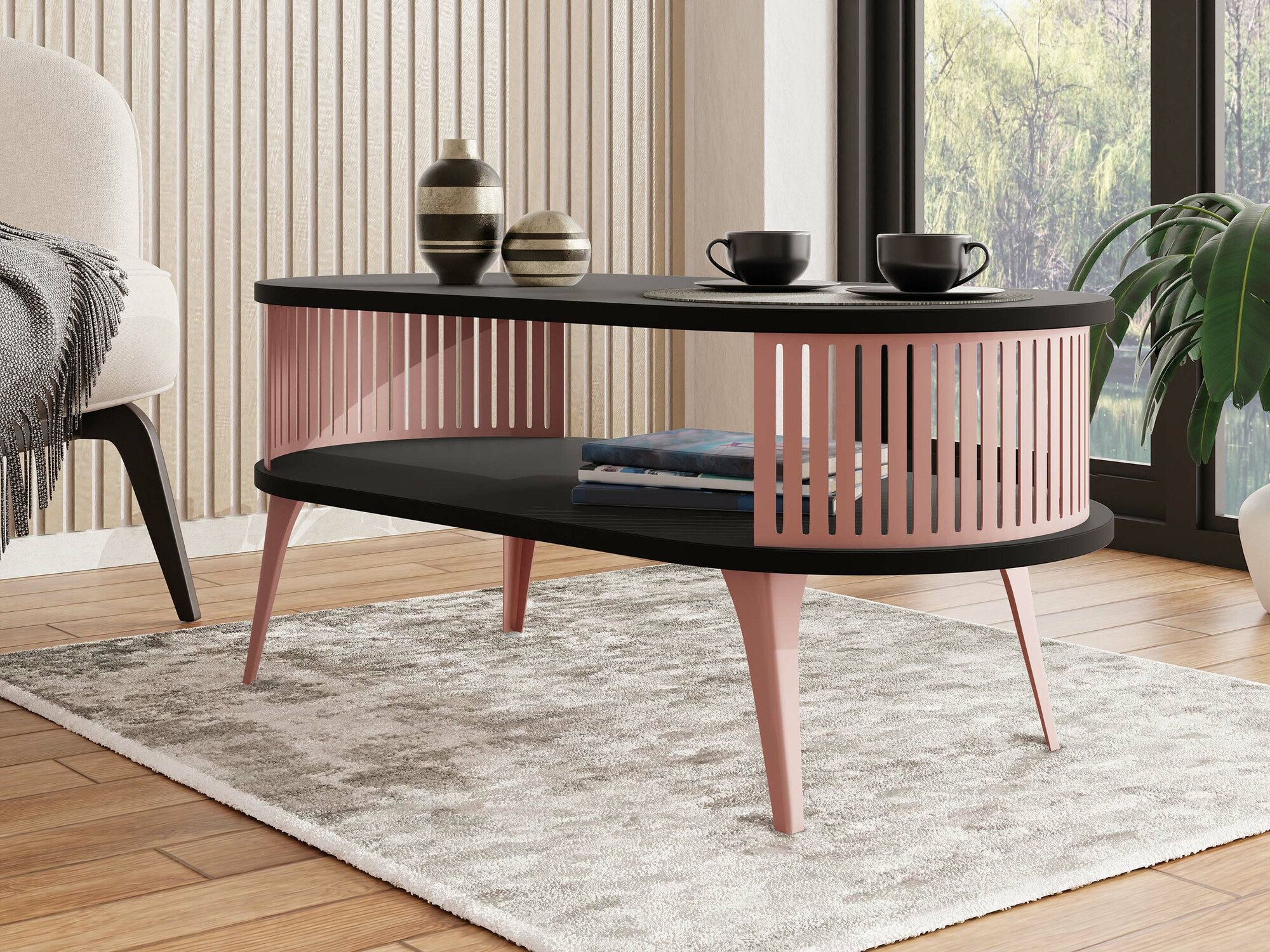 Salontafel Sordore 107 (Roze + Zwart)