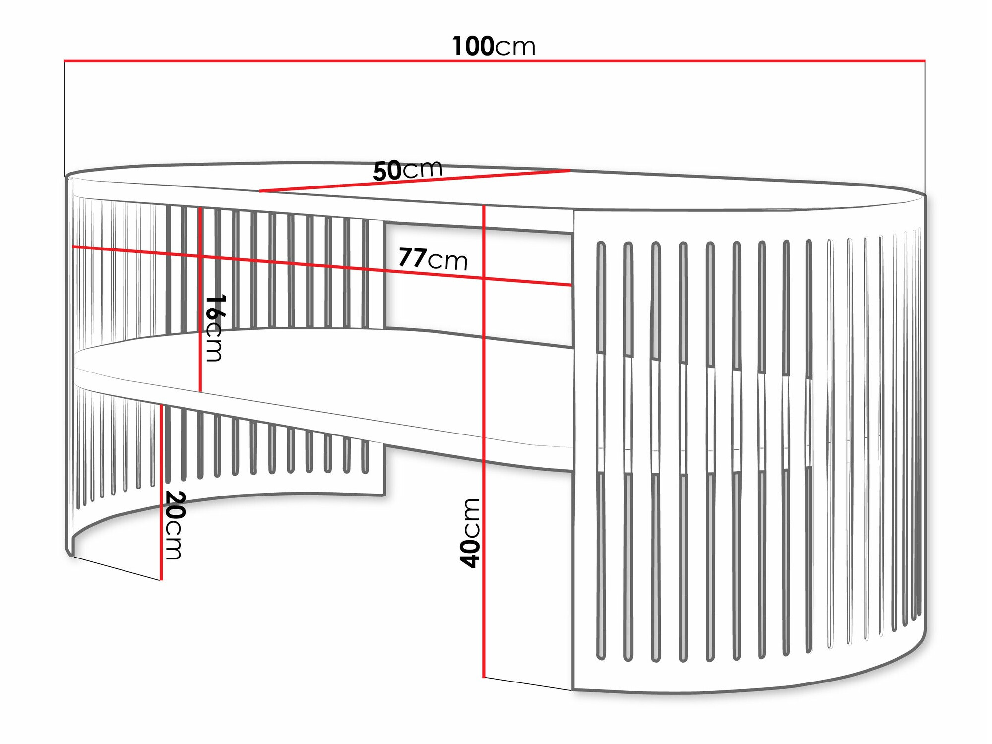 Salontafel Civer III (Zwart + Wit)