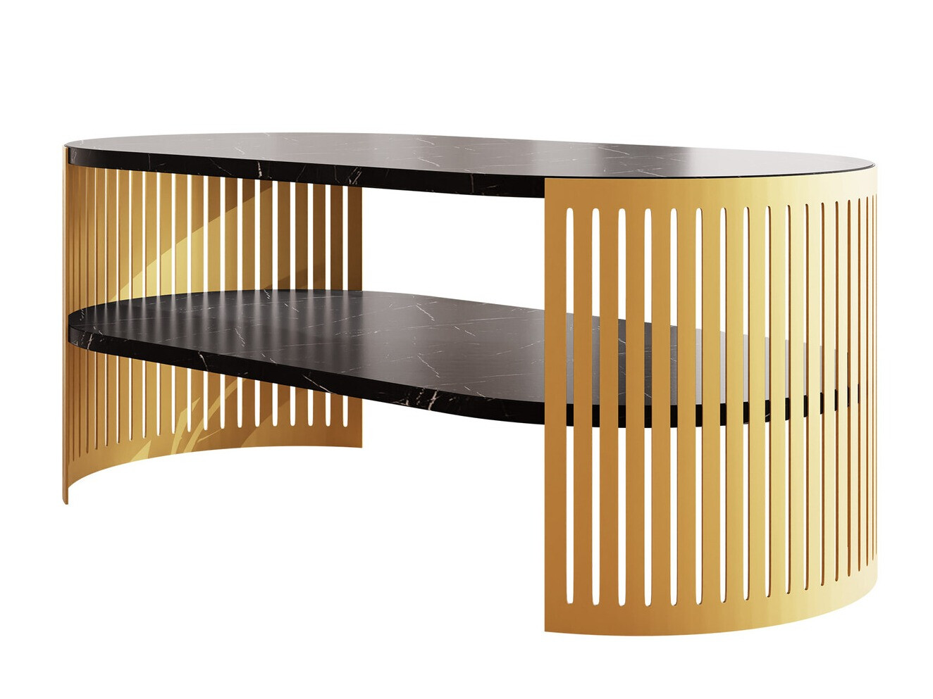 Salontafel Civer IV (Gouden + Zwart marmer)
