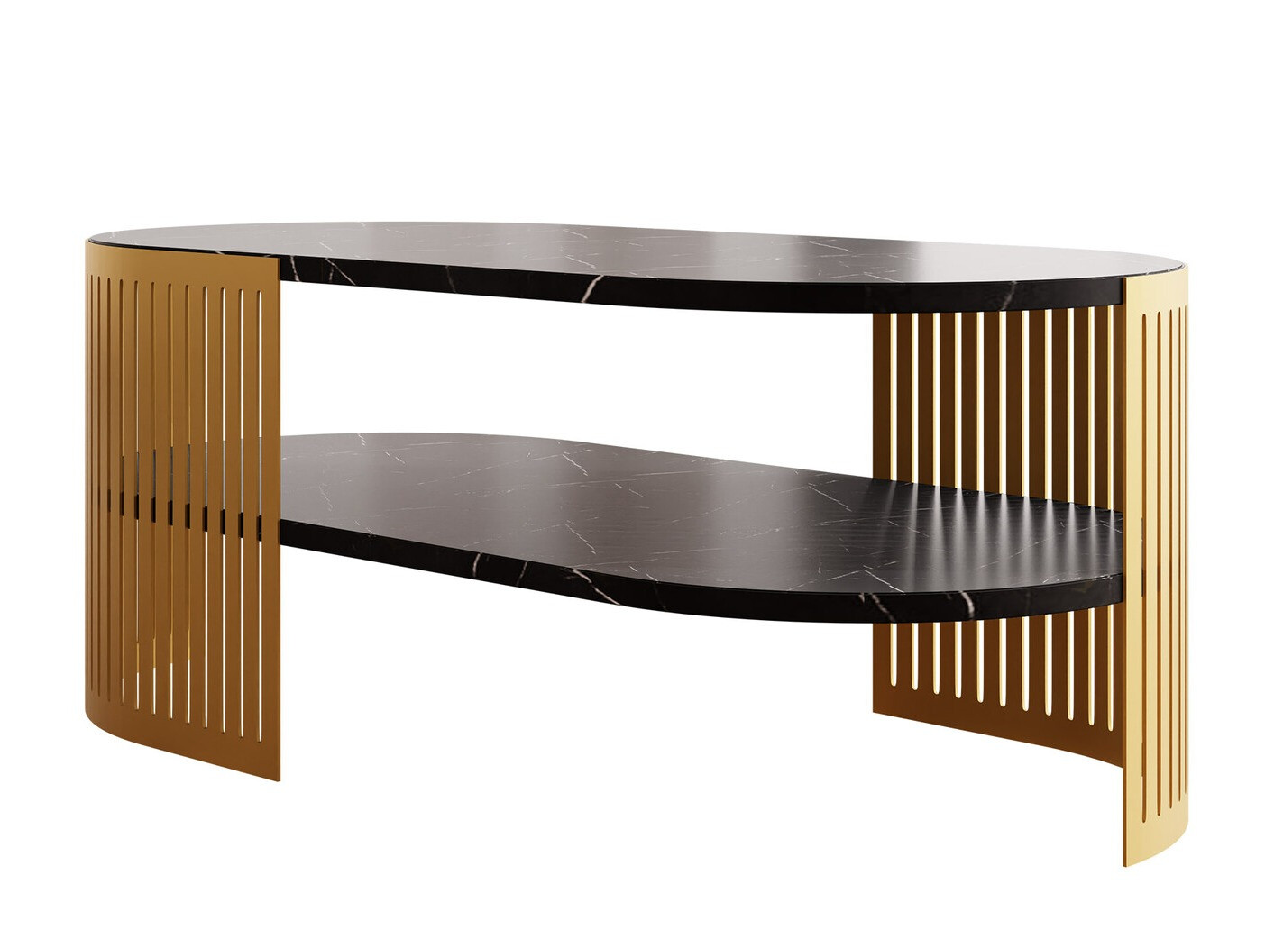 Salontafel Civer VII (Gouden + Zwart marmer)