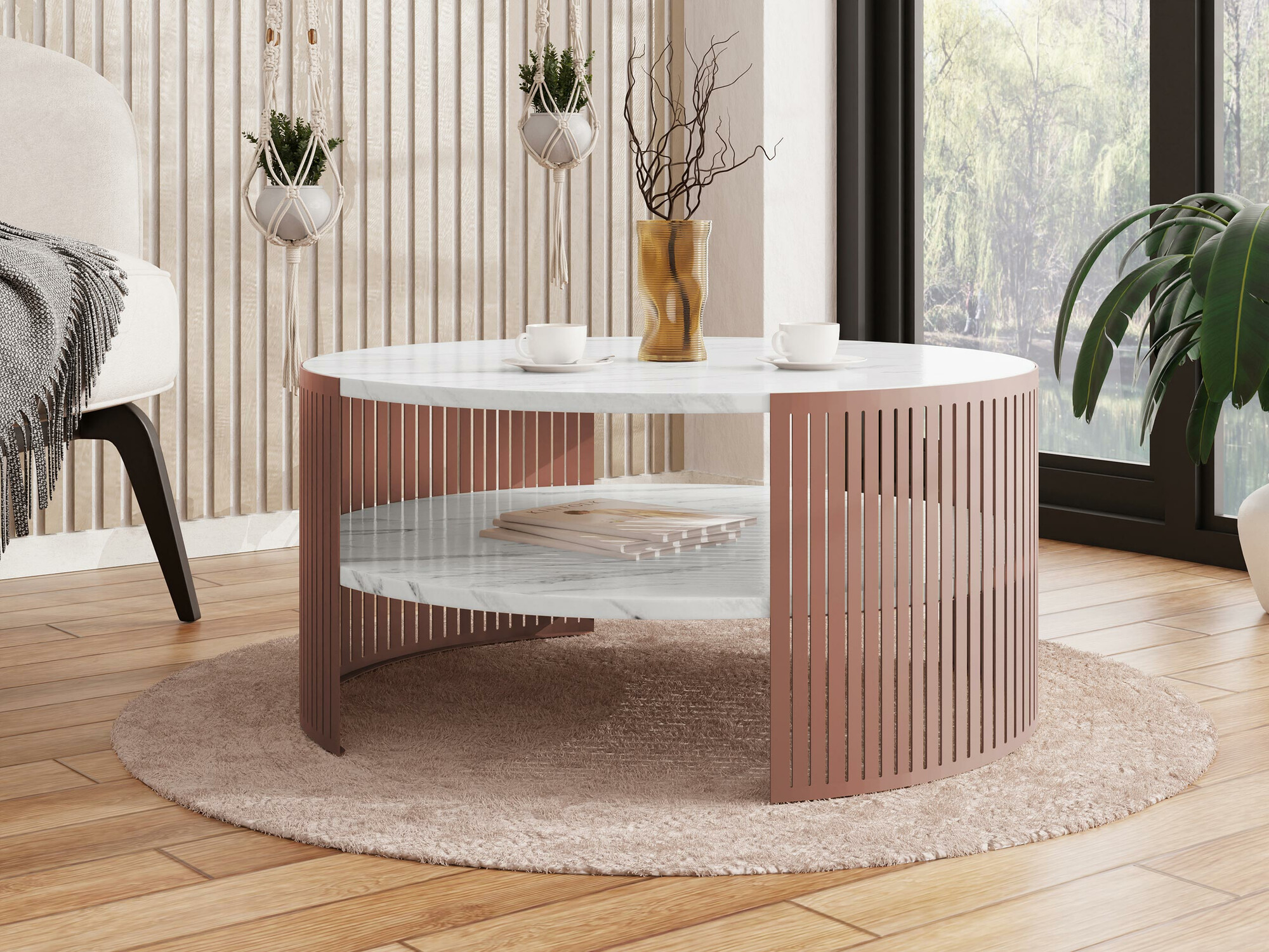 Salontafel Sordore 114 (Roze + Wit marmer)