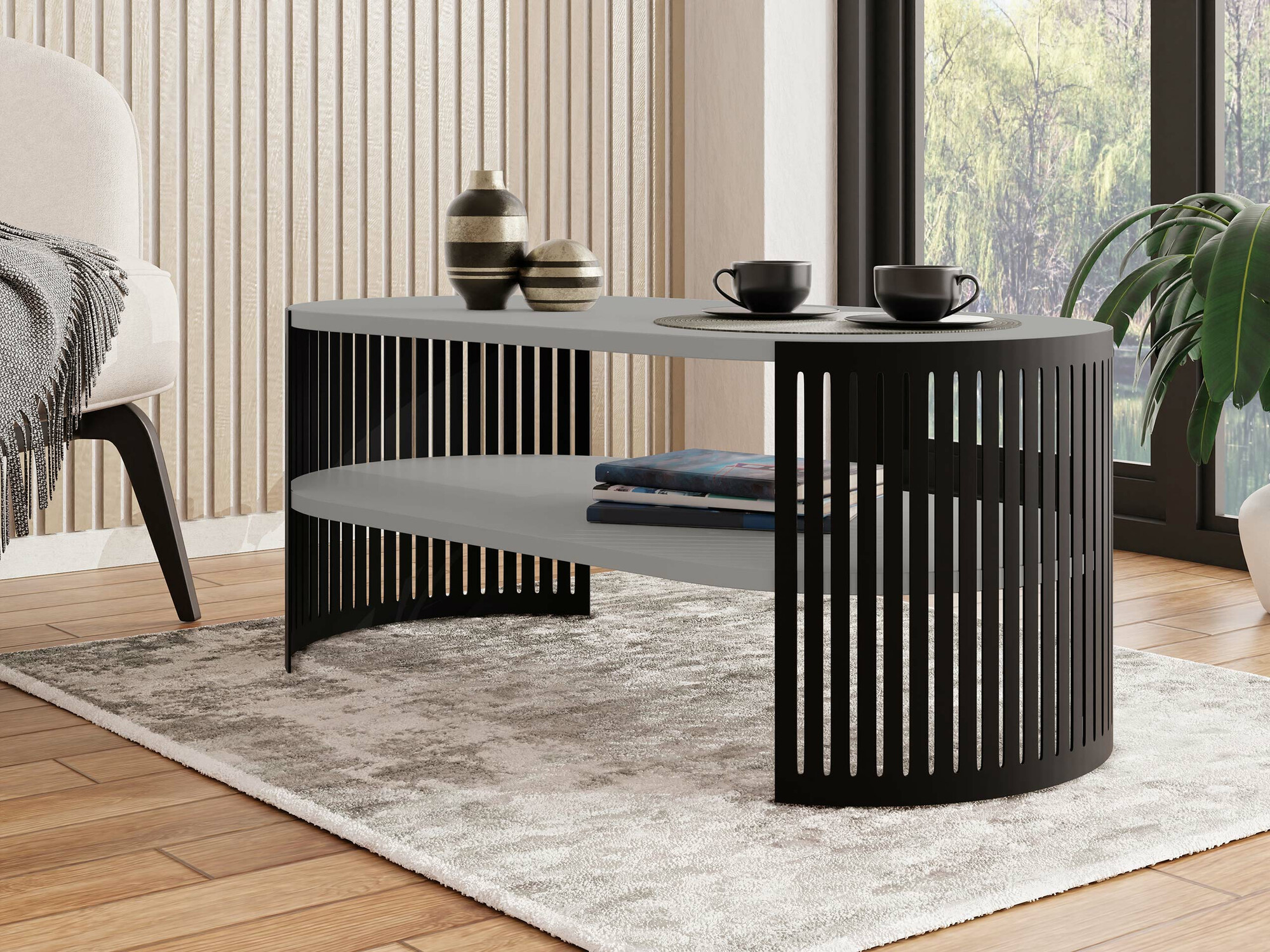 Salontafel Sordore 115 (Zwart + Grafiet)