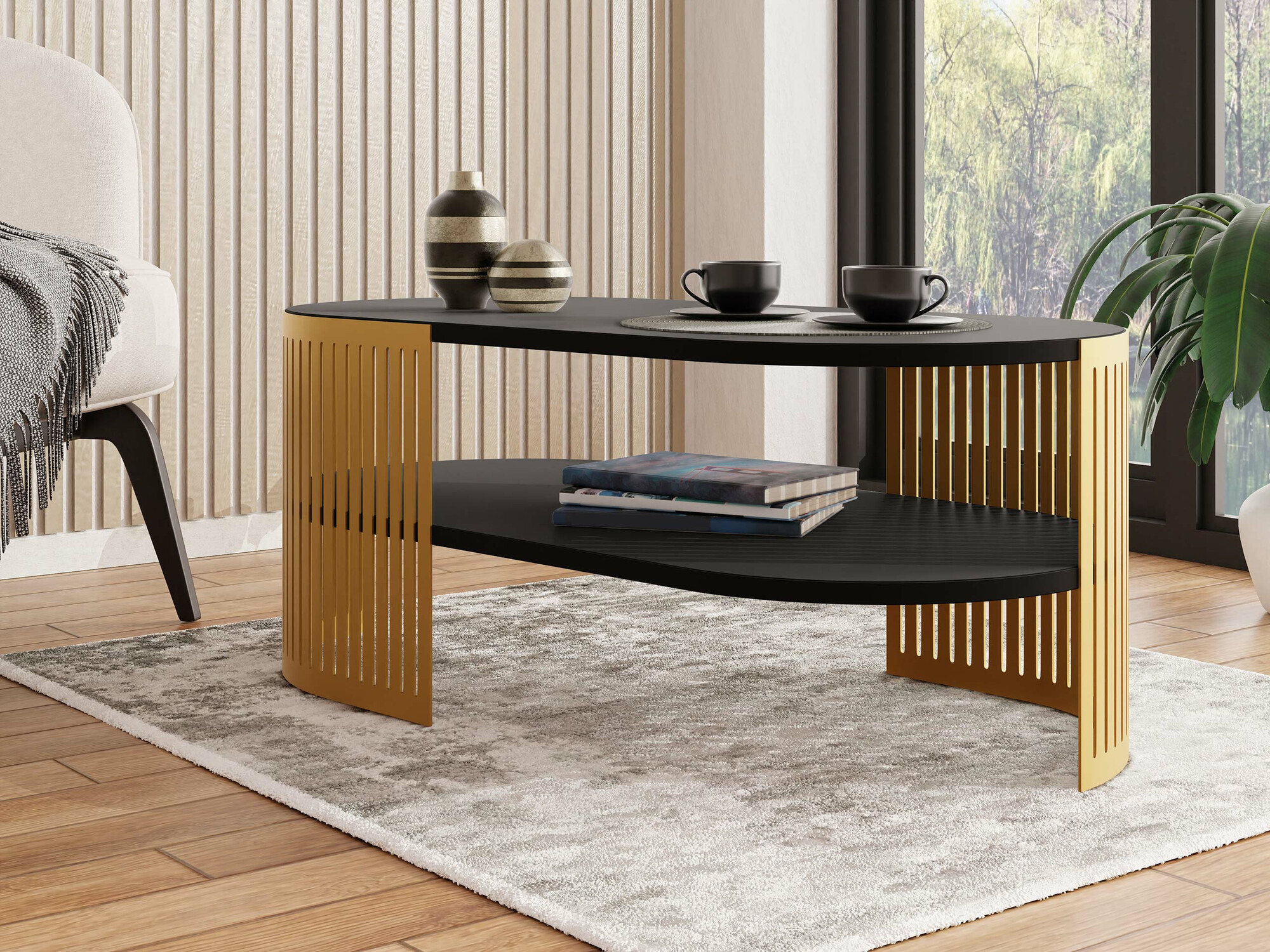 Salontafel Sordore 119 (Gouden + Zwart)