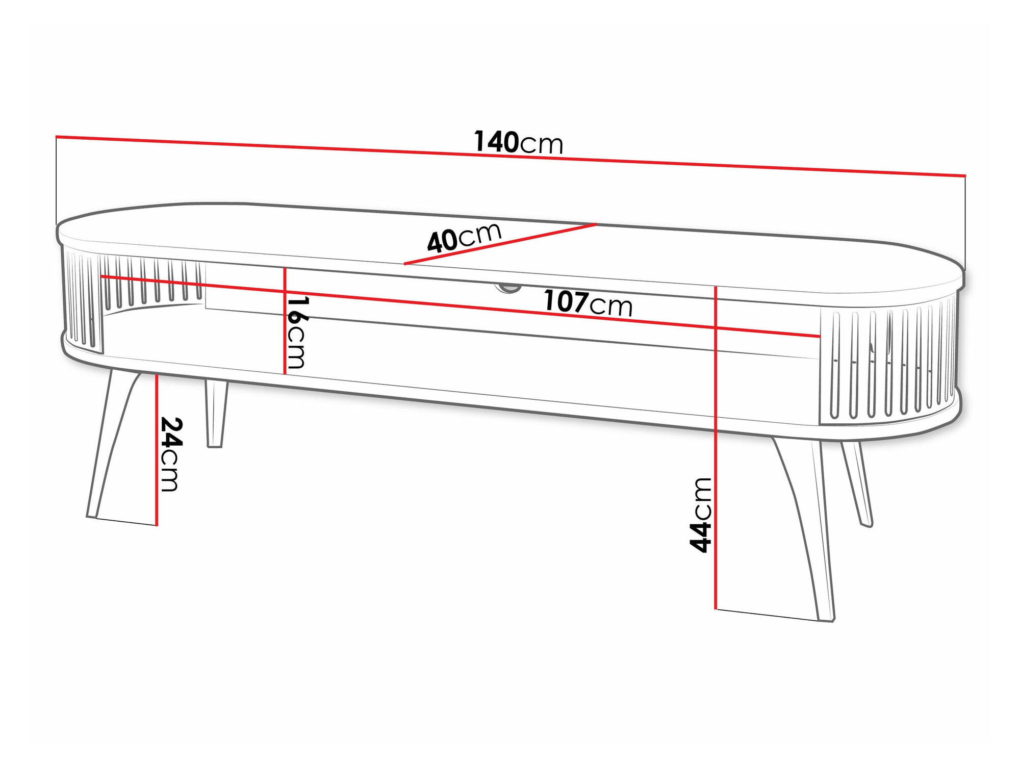 TV-meubel Sordore 108 (Zwart + Wit)